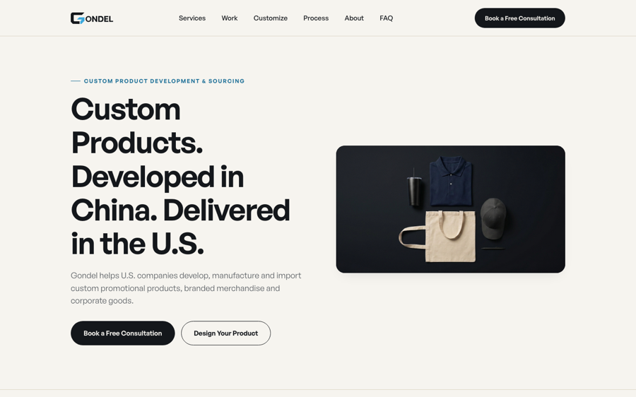 Web de Gondel — desarrollo y sourcing de producto personalizado