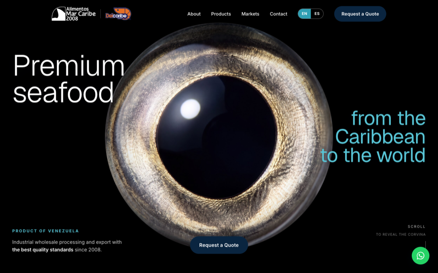 Web de Alimentos Mar Caribe — exportador de mariscos